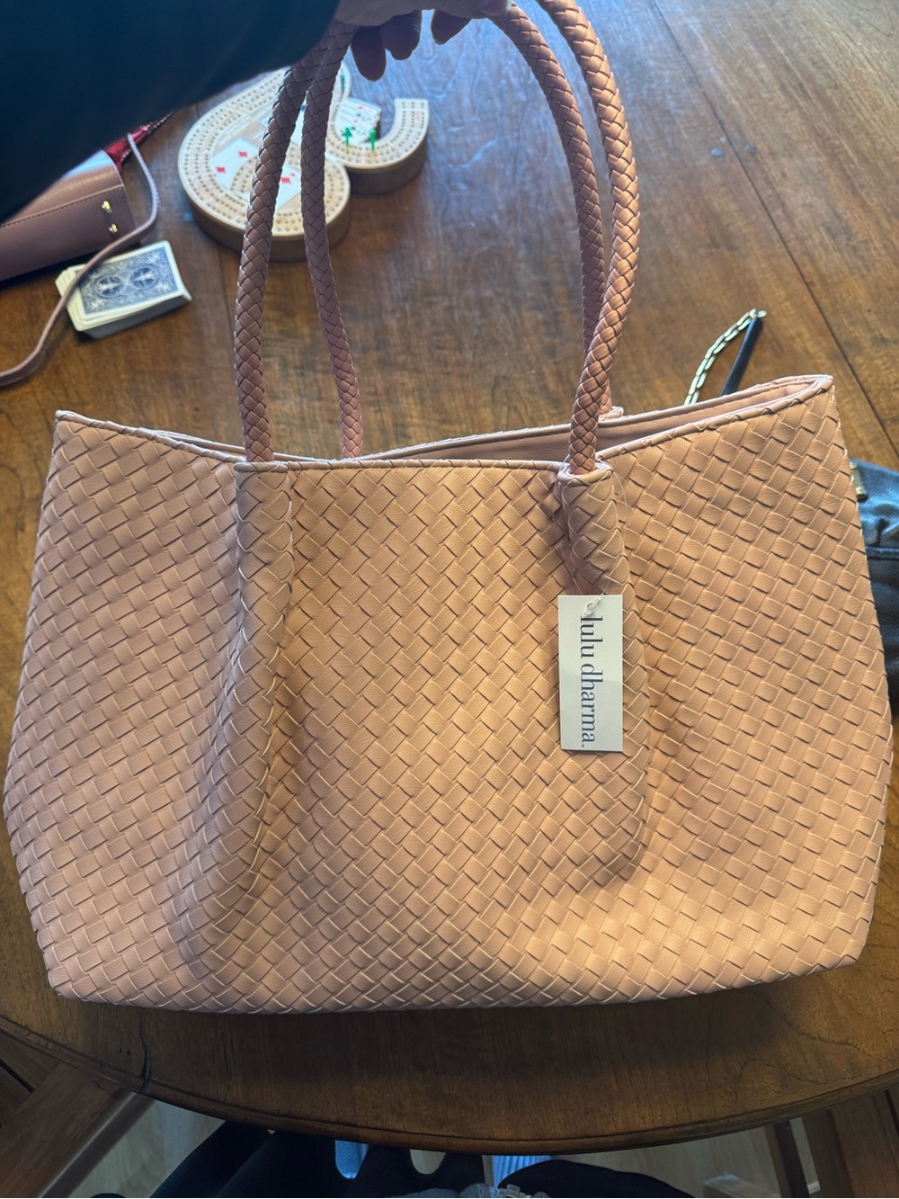 Lulu Dharma Blush Pink Woven Vegan tote NWT